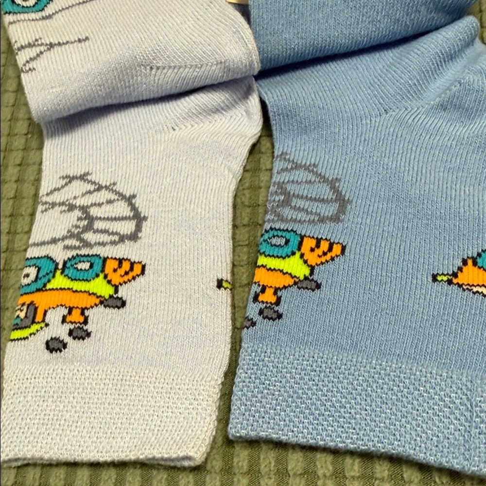 Kids Blue and Purple Socks Size 15-16 Cotton 70%